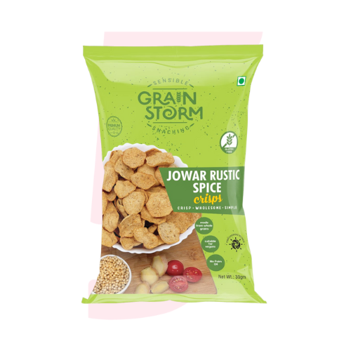 Grain Storm Jowar Rustic Spice Crisps (50g) | with Jowar, Rice & Red Chilli | Healthy Snacks | Quick Bite | Chips for Party & Family