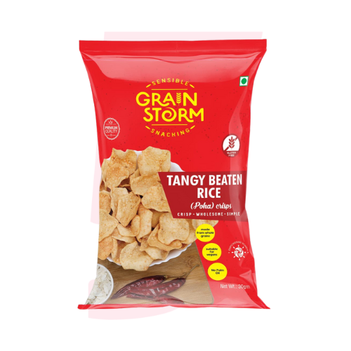 Grain Storm Tangy Beaten Rice Crisps (40g) | with Poha, & Red Chilli | Healthy Snacks | Quick Bite | Chips for party & family  (0 reviews)